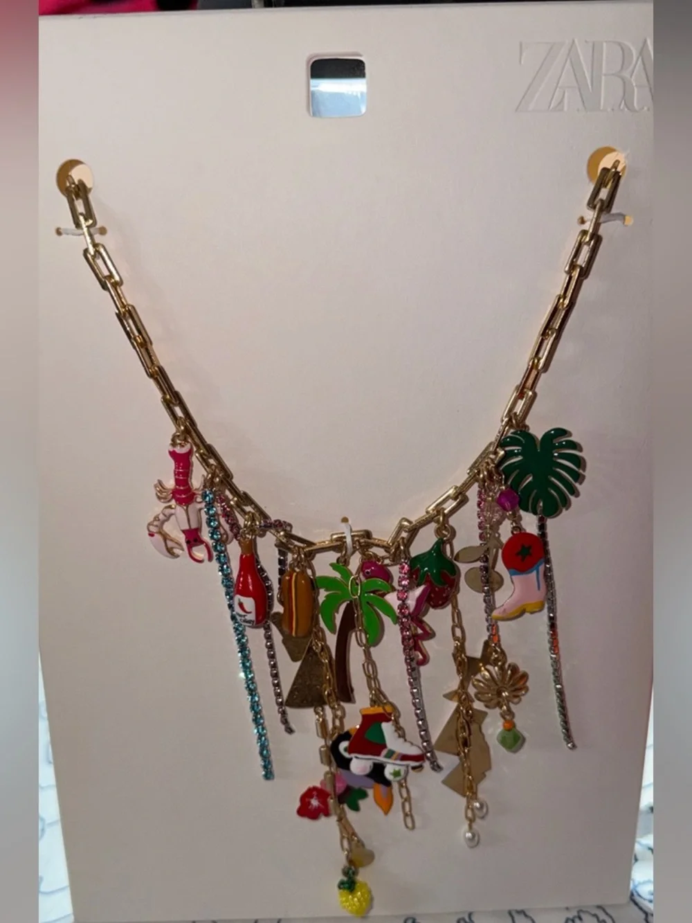 Zara charm link necklace, tropical